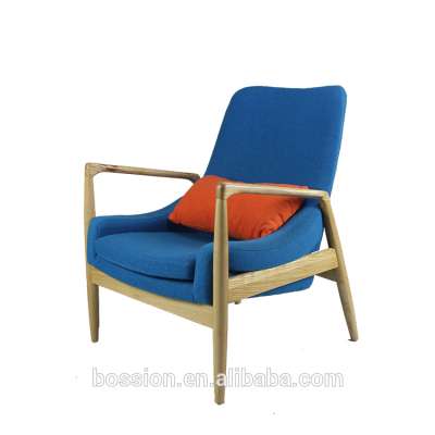 Antique style relaxing blue fabric wood chair