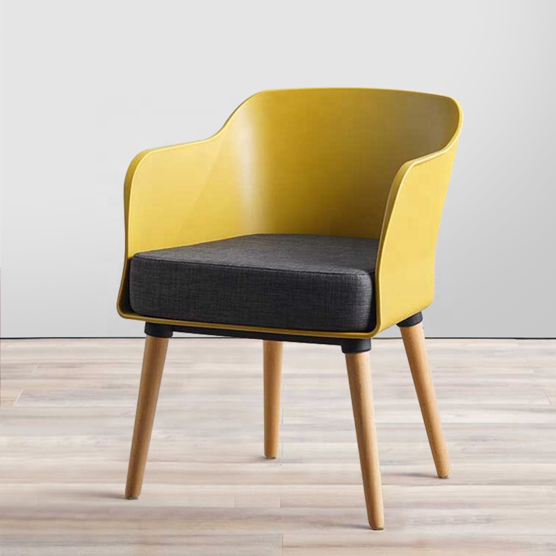 North EU Style PU Fabric Upholstery Modern Plastic Armchair  Living Room Furniture wood leg dining chair